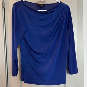 Jones Wear Blue Draped 3/4 Sleeve Blouse
